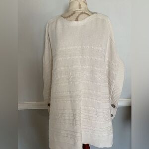 BANANA REPUBLIC Cable Knit Poncho Cape Sweater Oversized Ivory‎ Sz M L XL Button